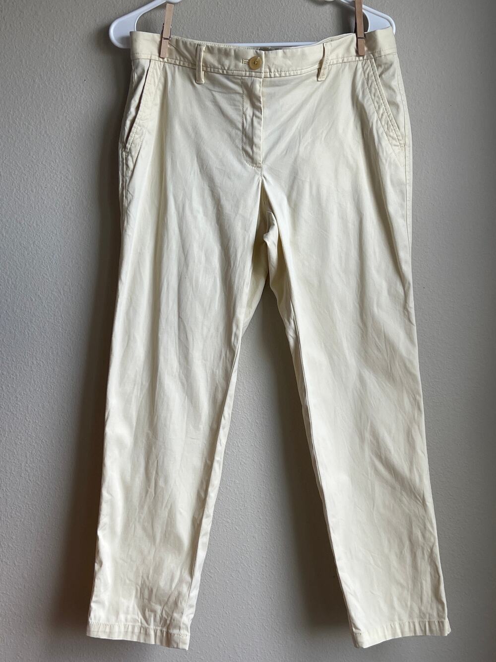 Talbots Pastel Butter Yellow Cotton Blend Relaxed Chino Pants Size 6 Petite